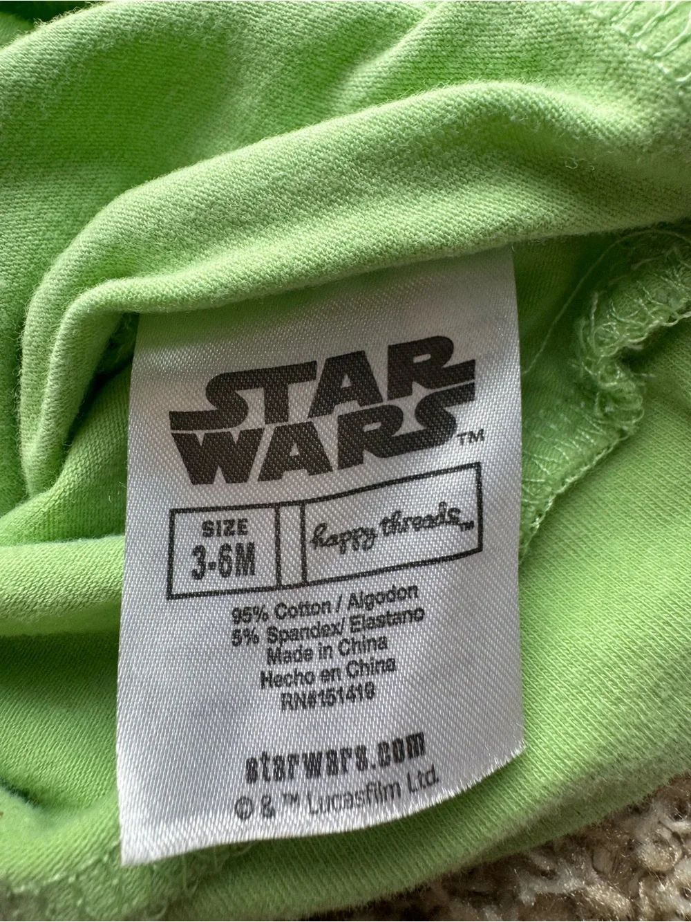 Star Wars Grogu “Snack Time!” 3PC Outfit Set 3-6M Baby Yoda Gray Green